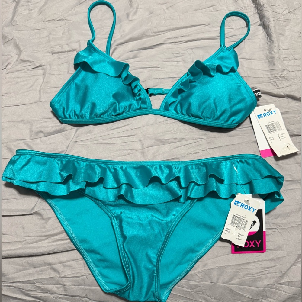 Roxy turquoise 2 piece swim suit
